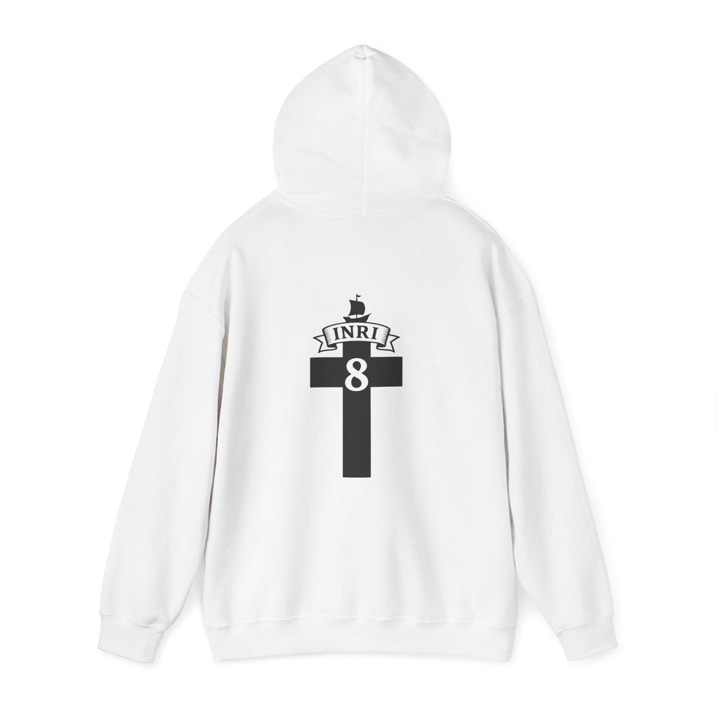 JESUS CHRIST Hoodie – Clean Faith Statement mit Cross Backprint (Unisex)